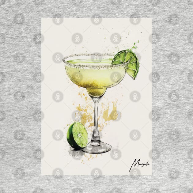 A Toast to Tradition: The Margarita Cocktail in Stylized Sketch by Focused Instability